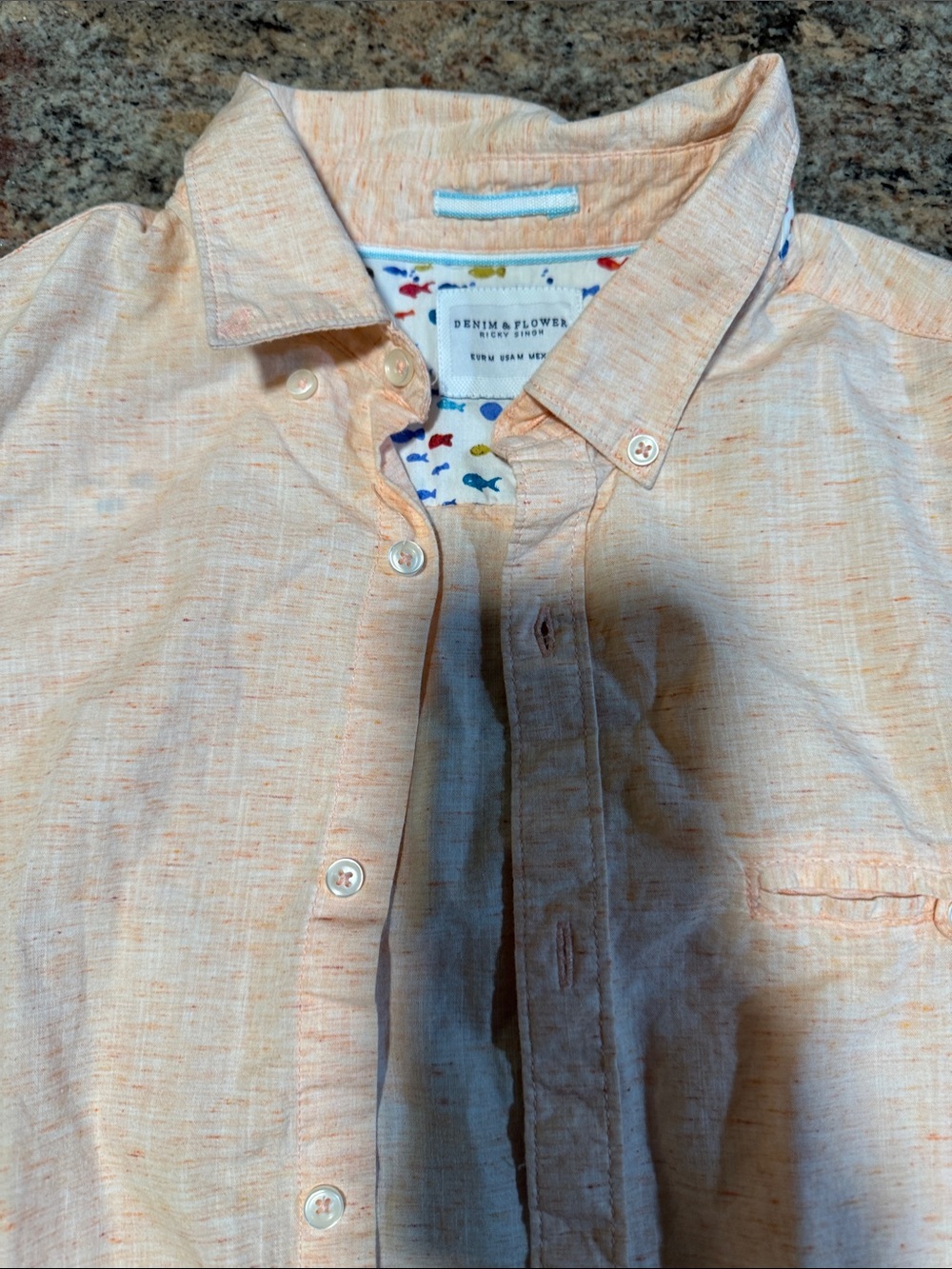 Denim & Flower Men's Light Peach Button-Down Shirt